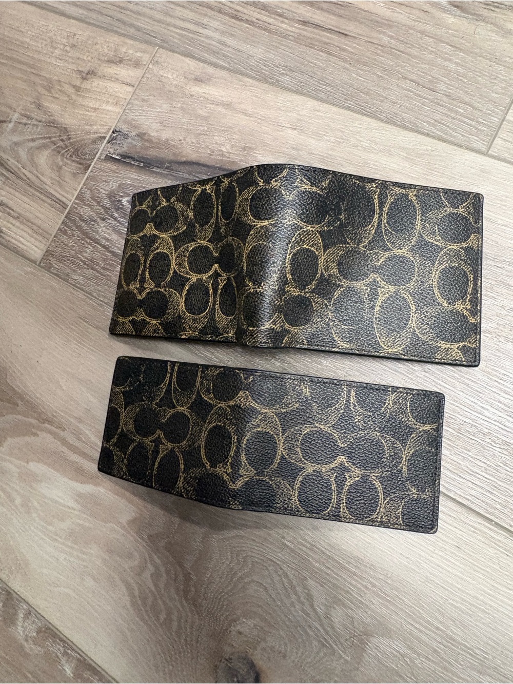 Coach Compact Bifold Wallet in Black and Brown Signature Canvas - Picture 2 of 8